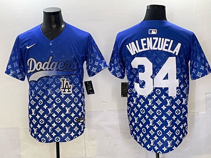Men Los Angeles Dodgers #34 Valenzuela Blue Nike 2025 MLB jersey 09->los angeles dodgers->MLB Jersey